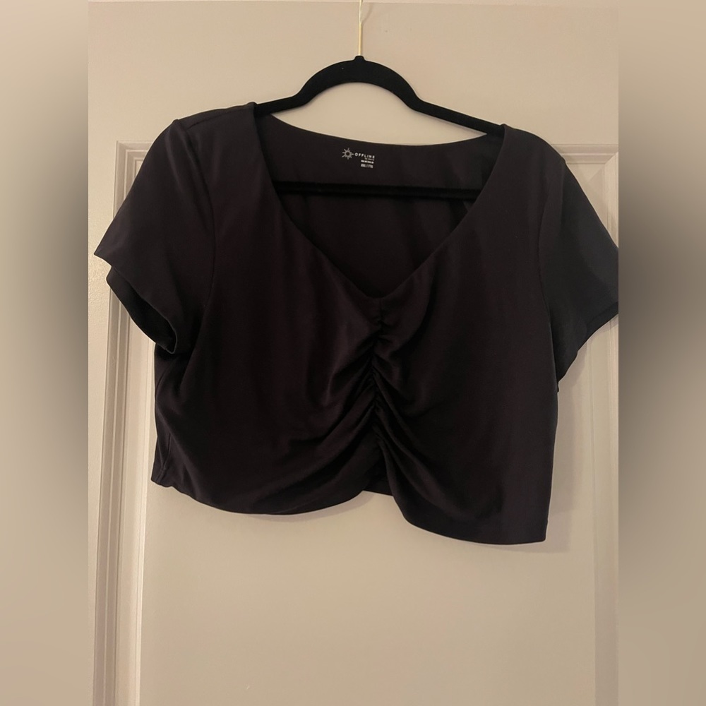 Offline by Aerie Cropped Ruched Workout Top